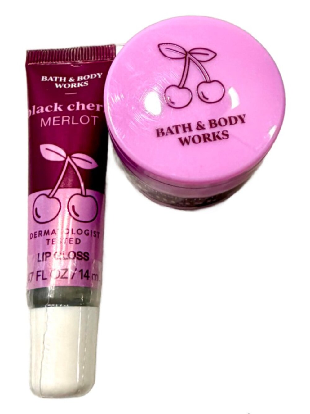 Bath & Body Works BLACK CHERRY MERLOT Lip Mask & Gloss NEW 2pc Lot